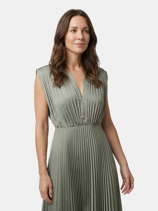 Chany Pleated V-Neck Gown