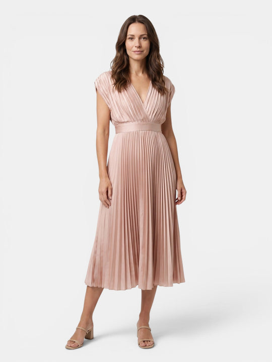 Chany Pleated V-Neck Gown