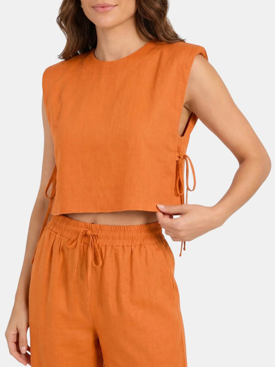 Mareline Linen Blend Crop Top Set