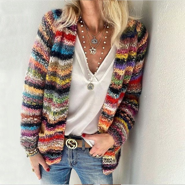 Valesca Cosy Multicolour Striped Cardigan