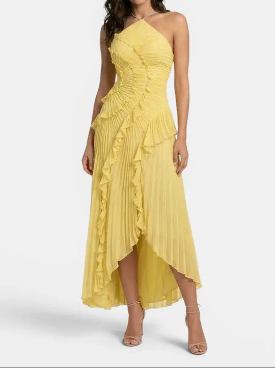 Coshima Ruffled Halter Gown
