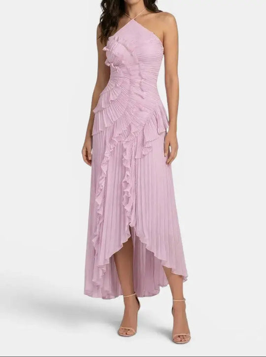 Coshima Ruffled Halter Gown