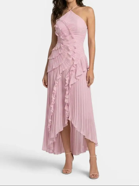 Coshima Ruffled Halter Gown