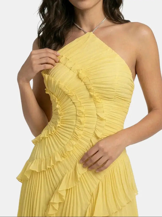 Coshima Ruffled Halter Gown