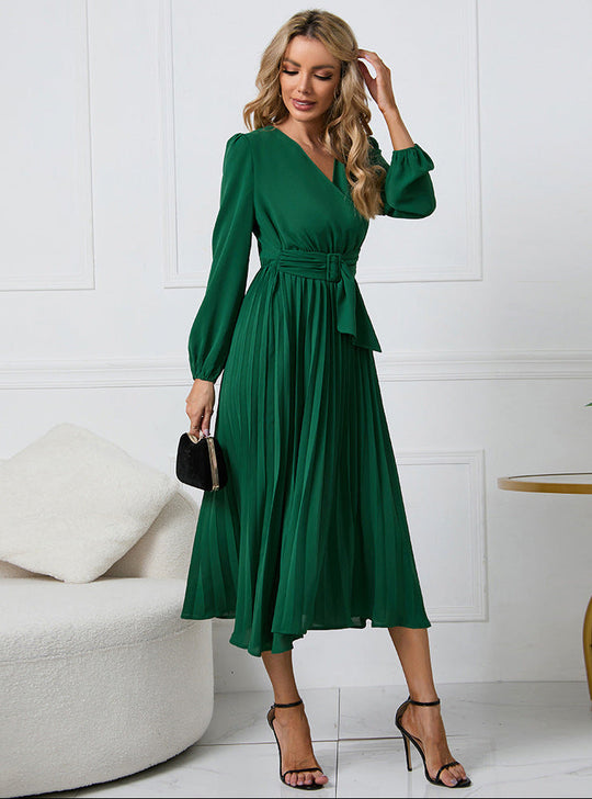 Gabriella V-Neck Long Sleeve Midi Dress
