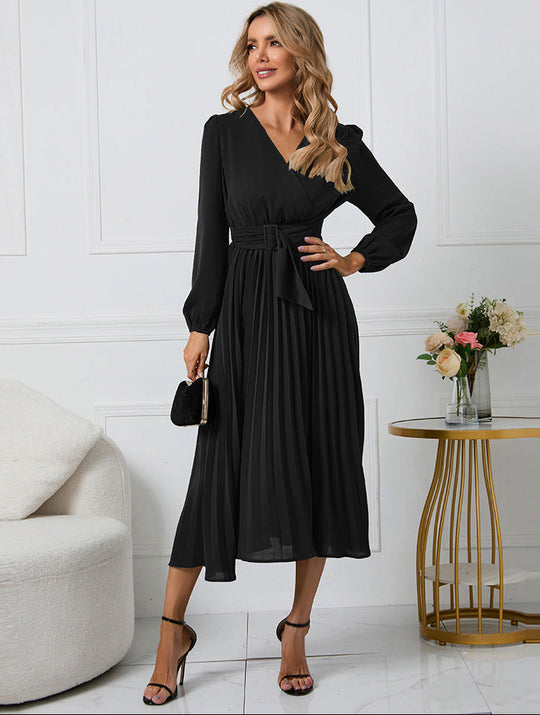 Gabriella V-Neck Long Sleeve Midi Dress