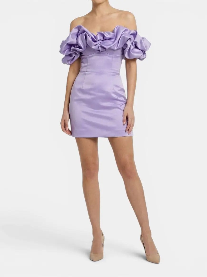 Lotus Off-Shoulder Mini Dress