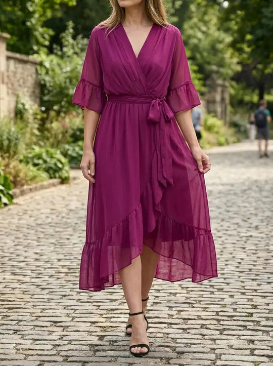 Fiorella Soft Fabric V-Neck Gown