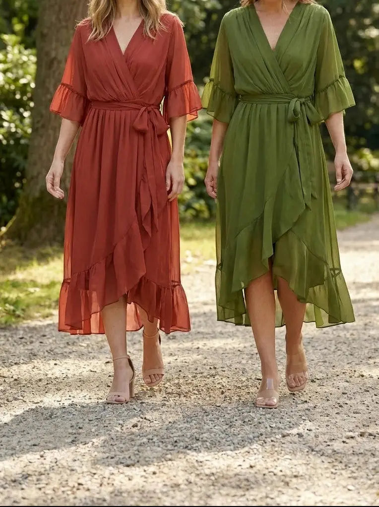 Fiorella Soft Fabric V-Neck Gown