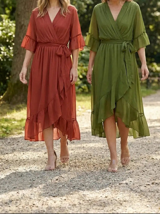 Fiorella Soft Fabric V-Neck Gown