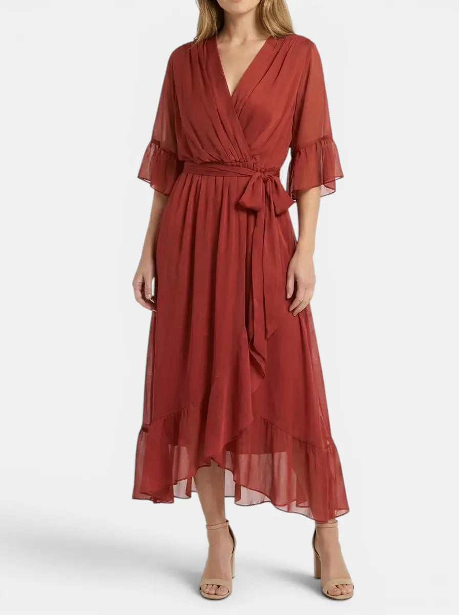 Fiorella Soft Fabric V-Neck Gown