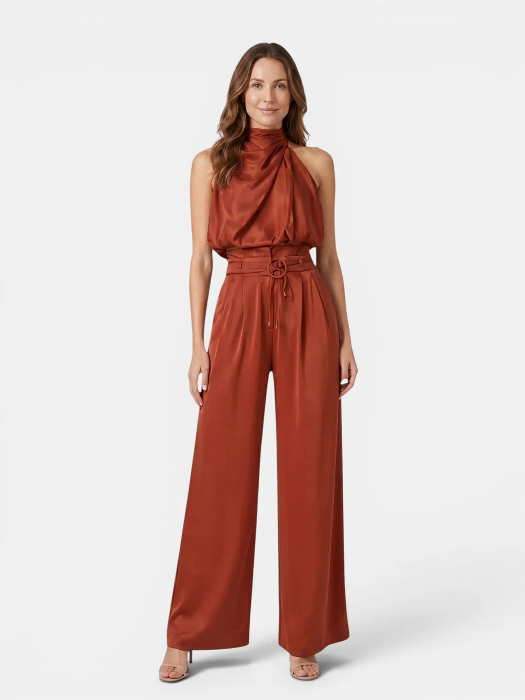 Sorelia Cotton Halter Neck Crop Top Set