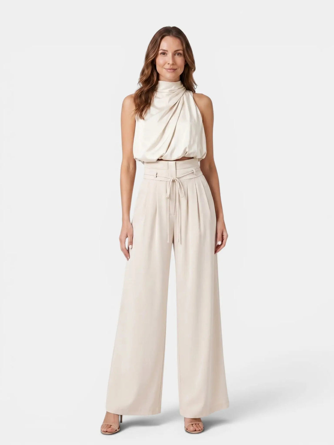 Sorelia Cotton Halter Neck Crop Top Set