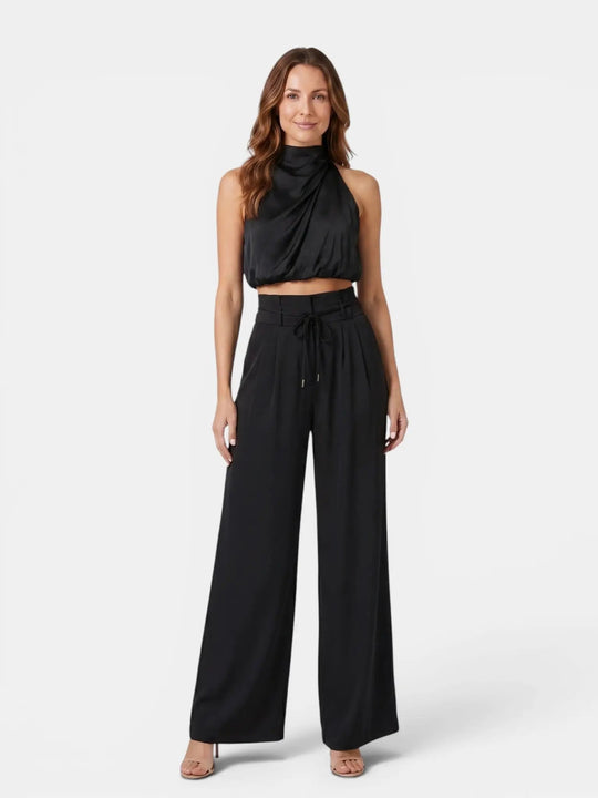 Sorelia Cotton Halter Neck Crop Top Set