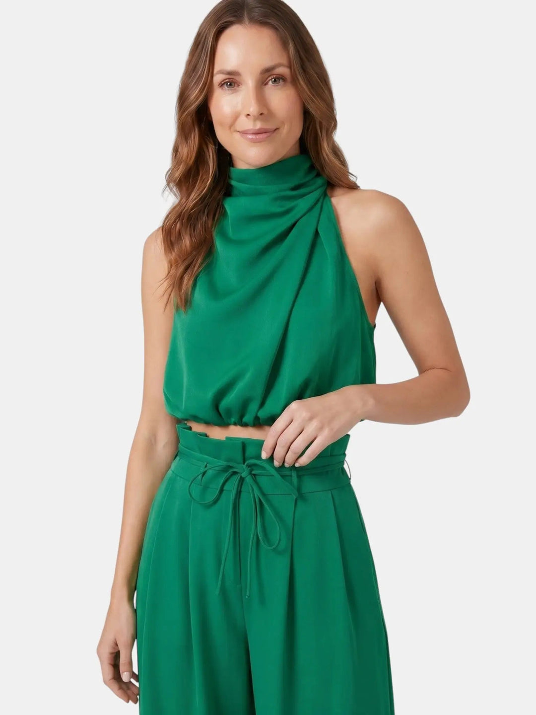 Sorelia Cotton Halter Neck Crop Top Set