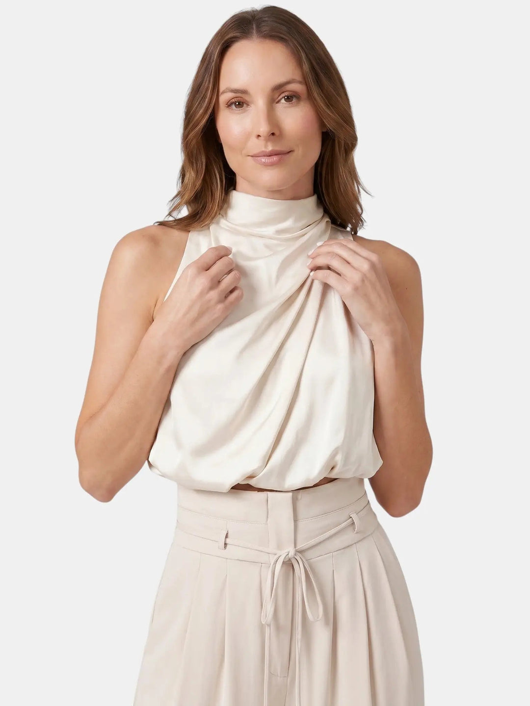 Sorelia Cotton Halter Neck Crop Top Set
