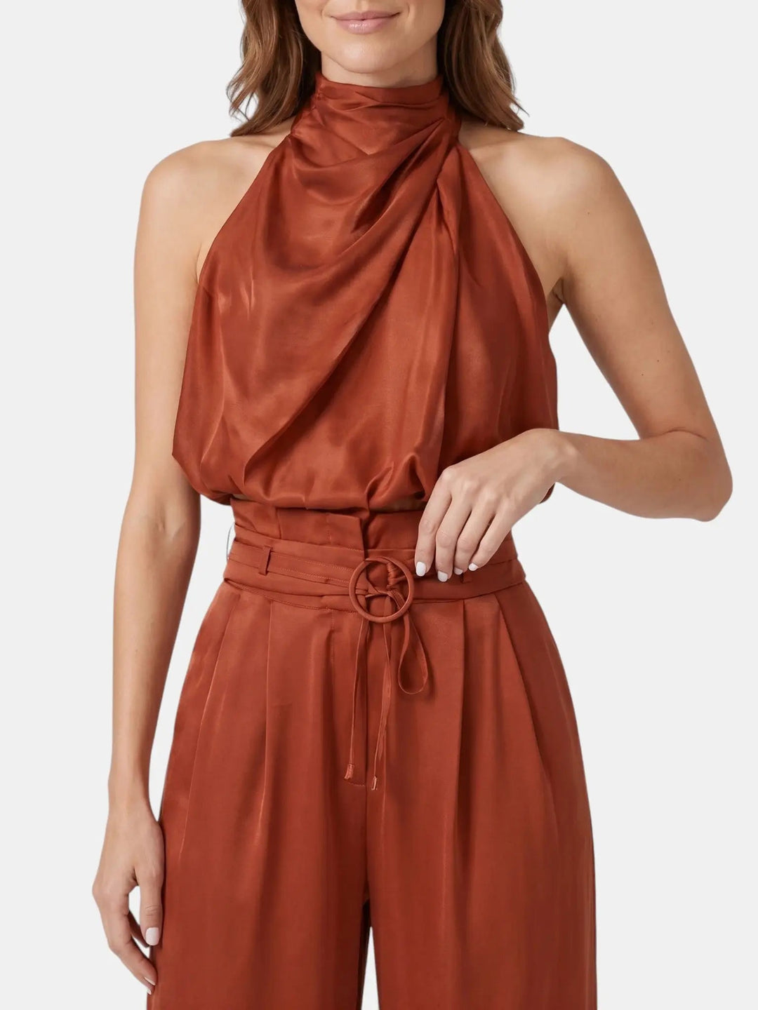 Sorelia Cotton Halter Neck Crop Top Set